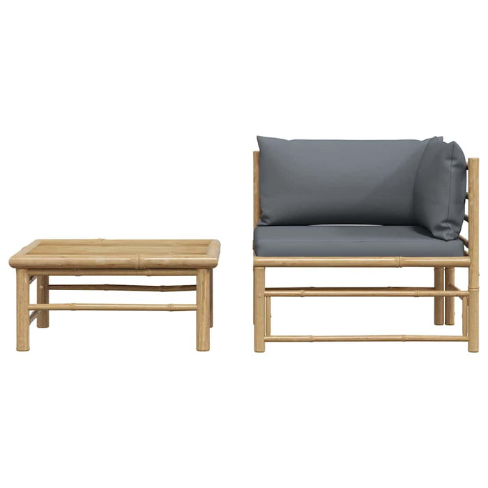 Set mobilier de grădină, 2 piese, perne gri închis, bambus - WALTI WALTI