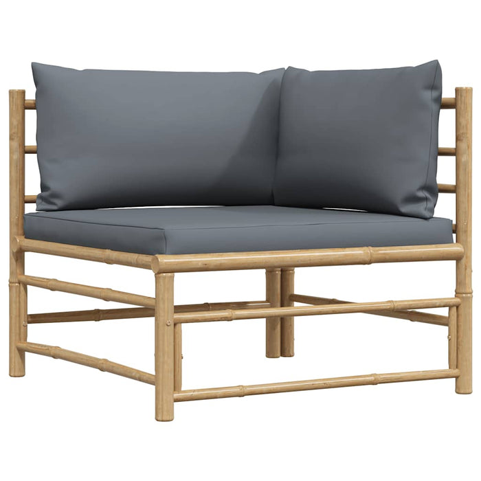 Set mobilier de grădină, 2 piese, perne gri închis, bambus - WALTI WALTI