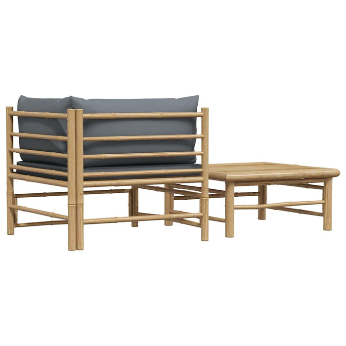 Set mobilier de grădină, 2 piese, perne gri închis, bambus - WALTI WALTI