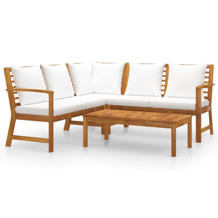 Set mobilier de grădină cu perne crem, 4 piese, lemn de acacia - WALTI WALTI