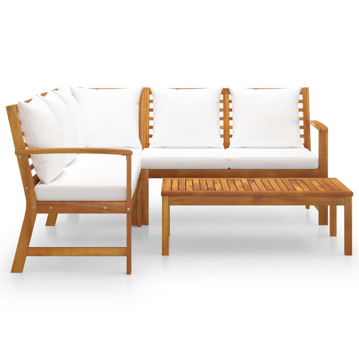 Set mobilier de grădină cu perne crem, 4 piese, lemn de acacia - WALTI WALTI
