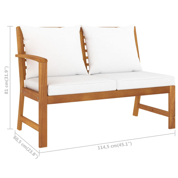 Set mobilier de grădină cu perne crem, 4 piese, lemn de acacia - WALTI WALTI