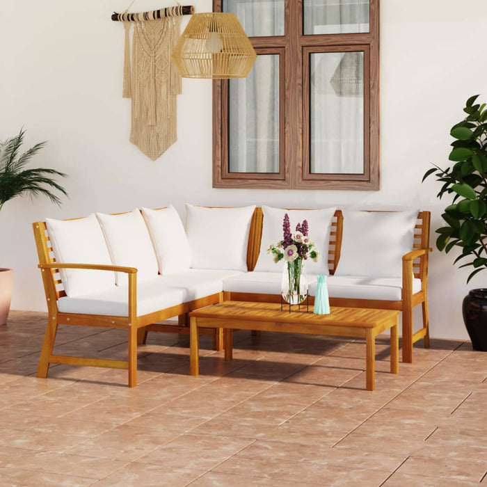 Set mobilier de grădină cu perne crem, 4 piese, lemn de acacia - WALTI WALTI
