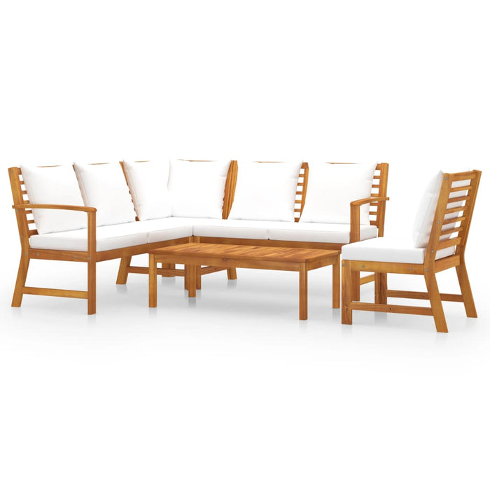 Set mobilier de grădină cu perne crem, 5 piese, lemn de acacia - WALTI WALTI