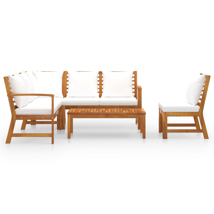 Set mobilier de grădină cu perne crem, 5 piese, lemn de acacia - WALTI WALTI