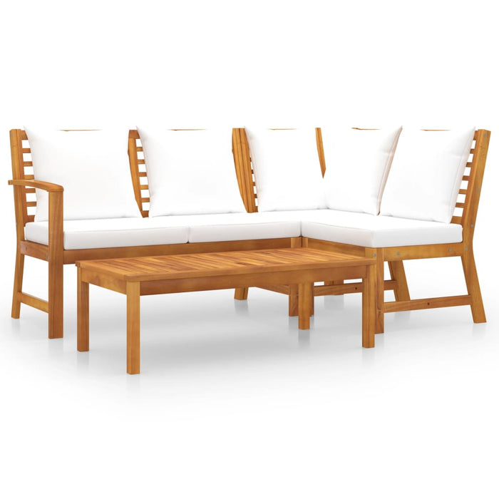 Set mobilier de grădină, 4 piese, perne crem, lemn masiv acacia - WALTI WALTI