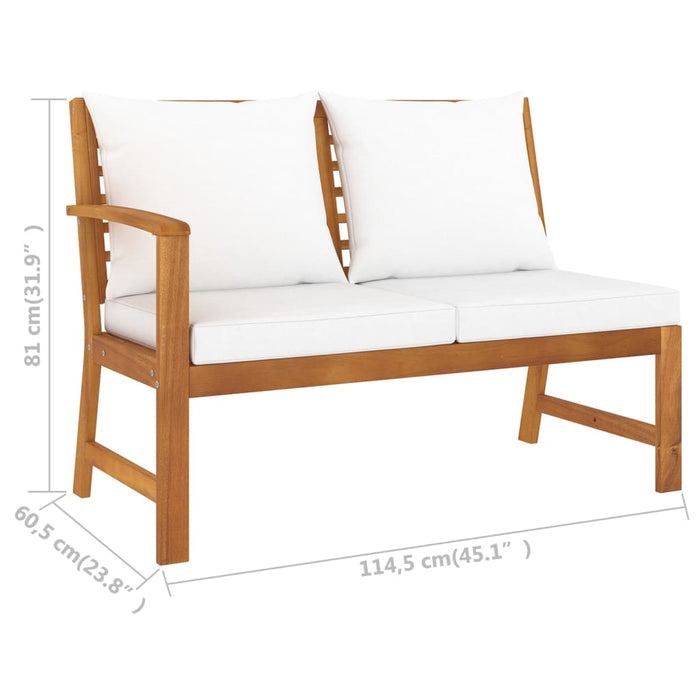 Set mobilier de grădină, 4 piese, perne crem, lemn masiv acacia - WALTI WALTI
