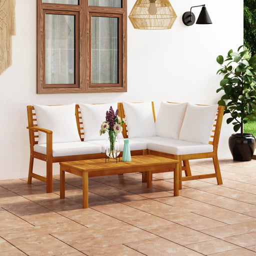 Set mobilier de grădină, 4 piese, perne crem, lemn masiv acacia - WALTI WALTI