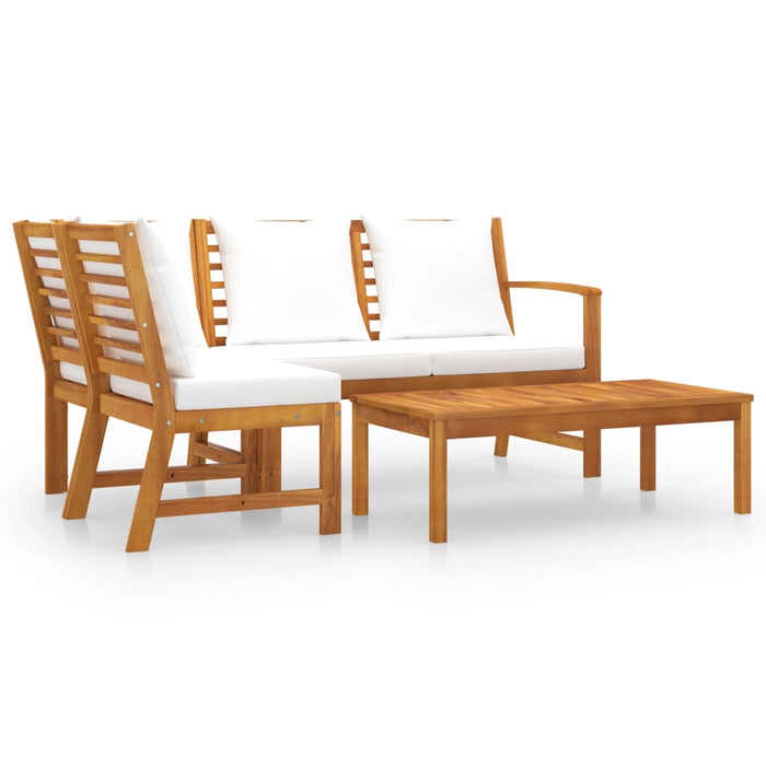 Set mobilier de grădină cu perne crem 4 piese lemn masiv acacia - WALTI WALTI