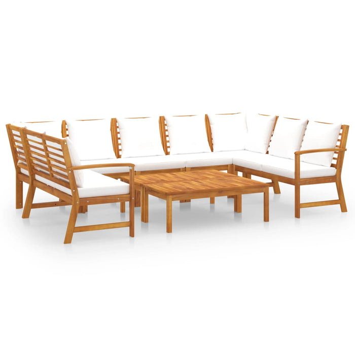 Set mobilier grădină cu perne, 9 piese, crem, lemn de acacia - WALTI WALTI
