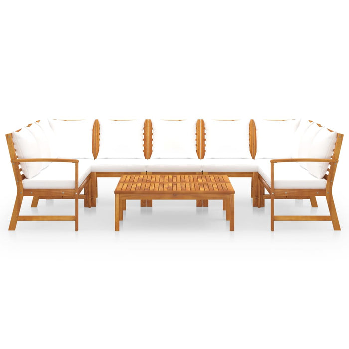 Set mobilier grădină cu perne, 9 piese, crem, lemn de acacia - WALTI WALTI