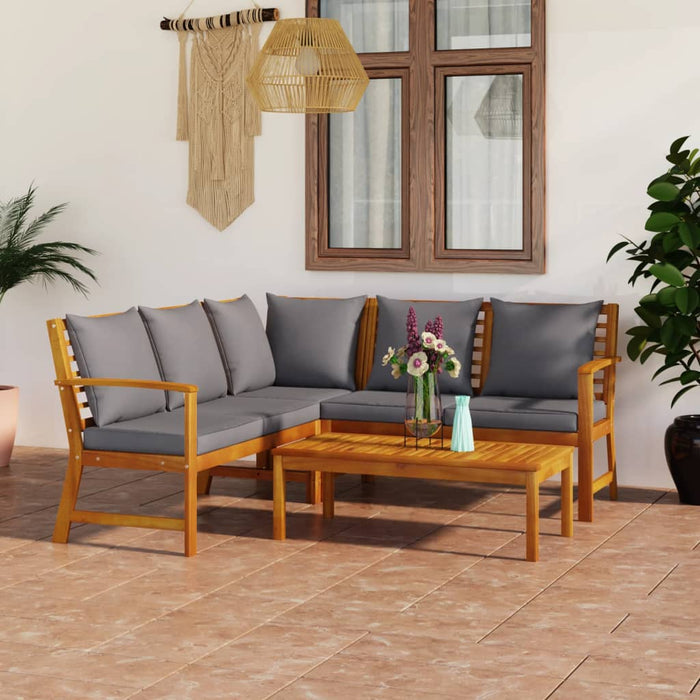 Set mobilier de grădină cu perne, 4 piese, lemn masiv de acacia - WALTI WALTI
