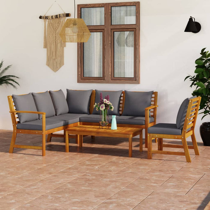 Set mobilier de grădină cu perne, 5 piese, lemn masiv acacia - WALTI WALTI
