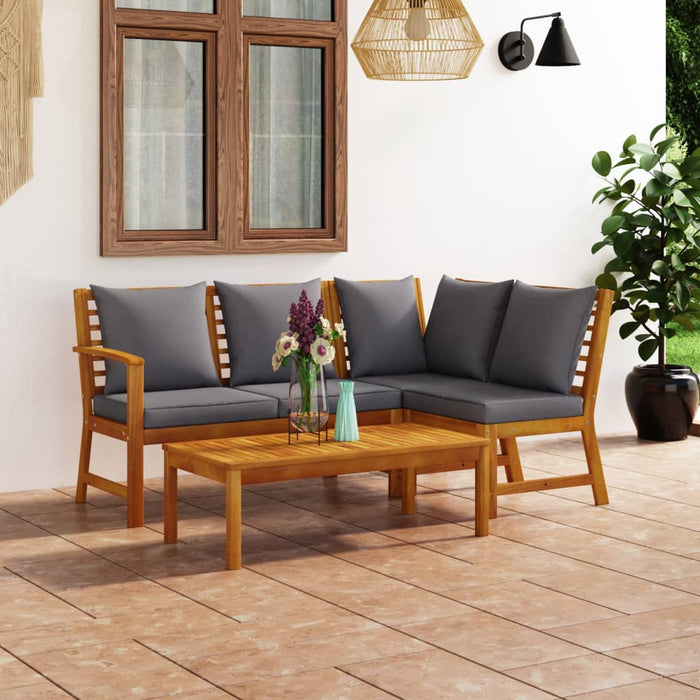 Set mobilier de grădină cu perne, 4 piese, lemn masiv de acacia - WALTI WALTI