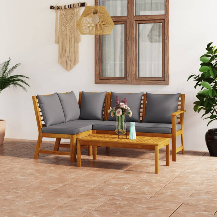 Set mobilier de grădină cu perne, 4 piese, lemn masiv de acacia - WALTI WALTI