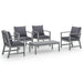 Set mobilier grădină cu pernă, 5 piese, gri, lemn masiv acacia - WALTI WALTI