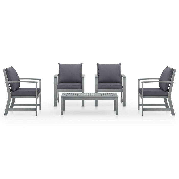 Set mobilier grădină cu pernă, 5 piese, gri, lemn masiv acacia - WALTI WALTI