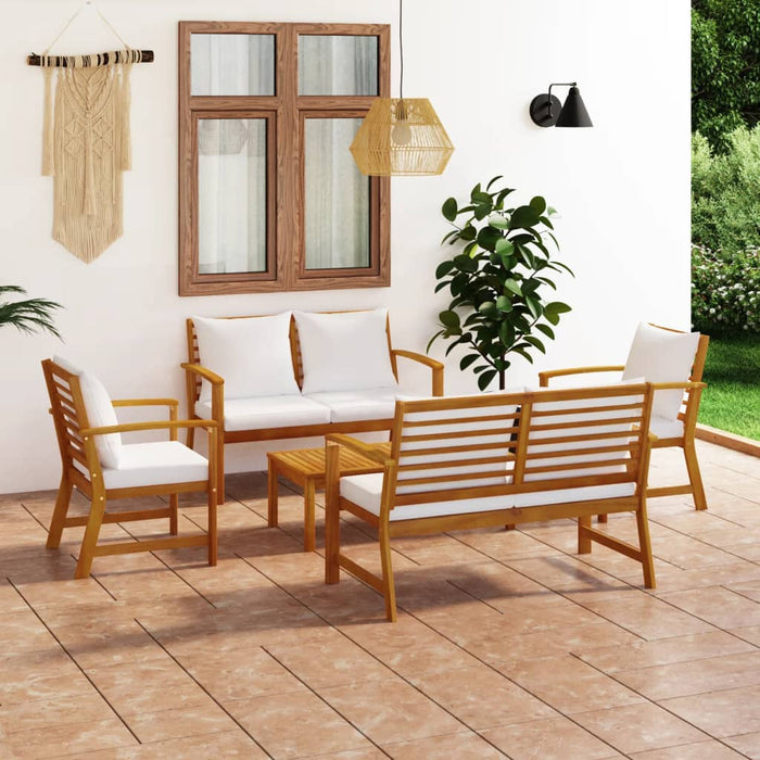 Set mobilier de grădină cu perne, 5 piese, lemn masiv acacia WALTI