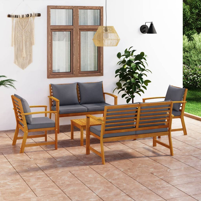 Set mobilier de grădină cu perne, 5 piese, lemn masiv acacia WALTI