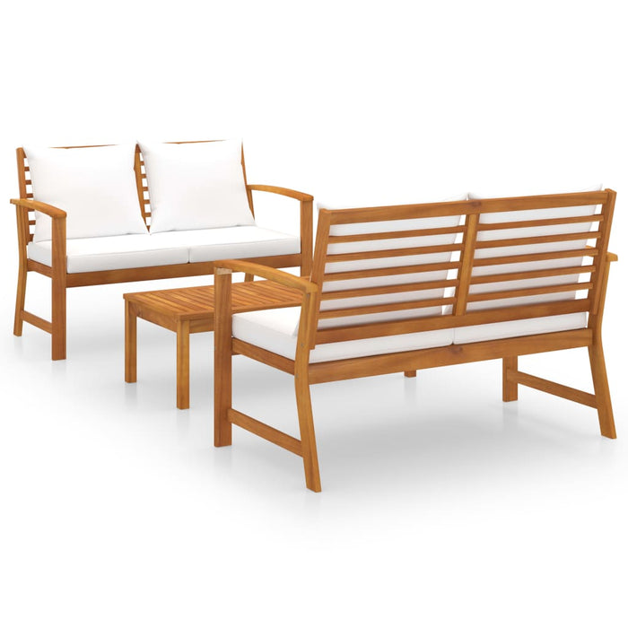 Set mobilier de grădină, cu perne, 3 piese, lemn masiv acacia WALTI