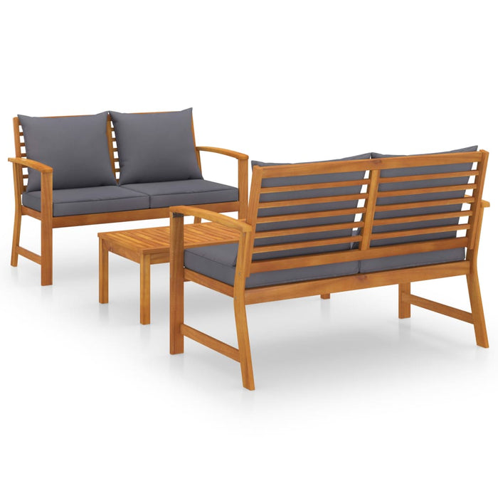 Set mobilier de grădină cu perne, 3 piese, lemn masiv acacia - WALTI WALTI