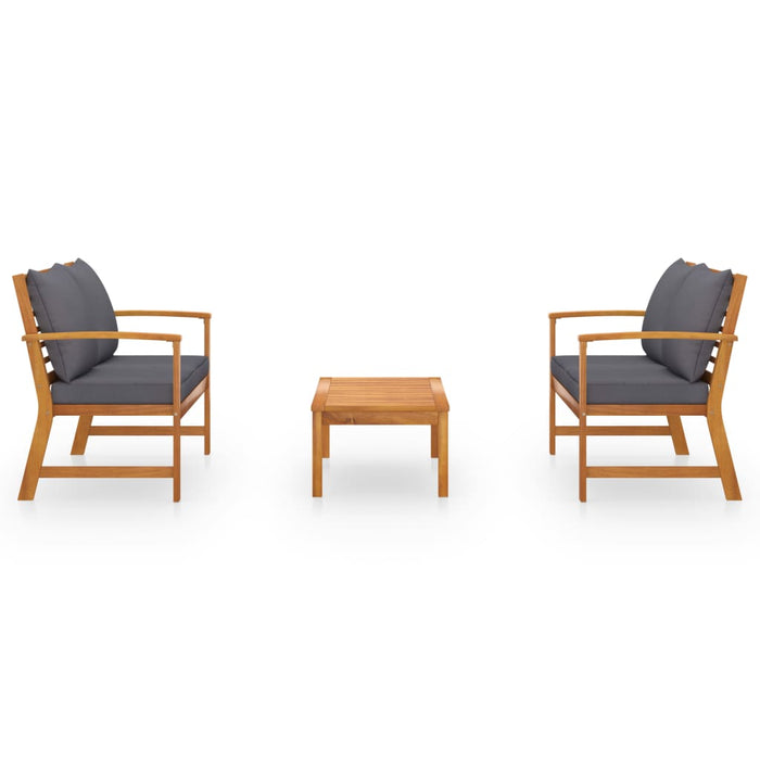 Set mobilier de grădină cu perne, 3 piese, lemn masiv acacia - WALTI WALTI