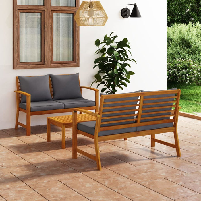 Set mobilier de grădină cu perne, 3 piese, lemn masiv acacia - WALTI WALTI