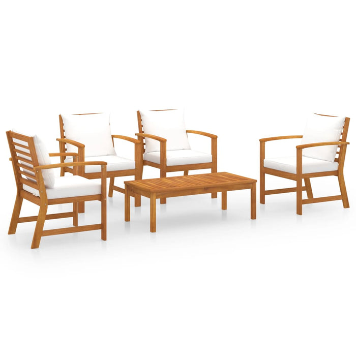 Set mobilier de grădină cu perne, 5 piese, lemn masiv acacia WALTI
