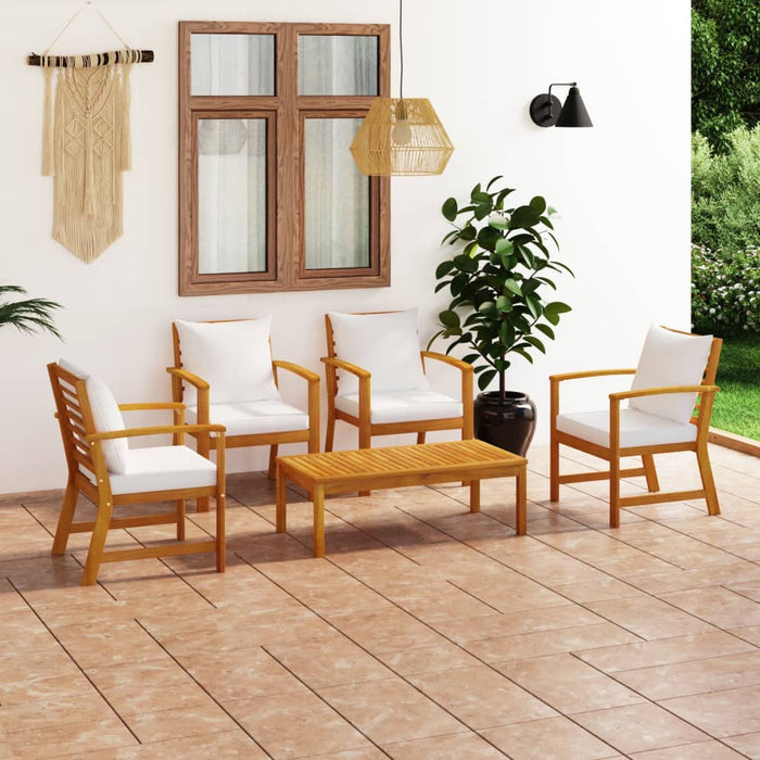 Set mobilier de grădină cu perne, 5 piese, lemn masiv acacia WALTI