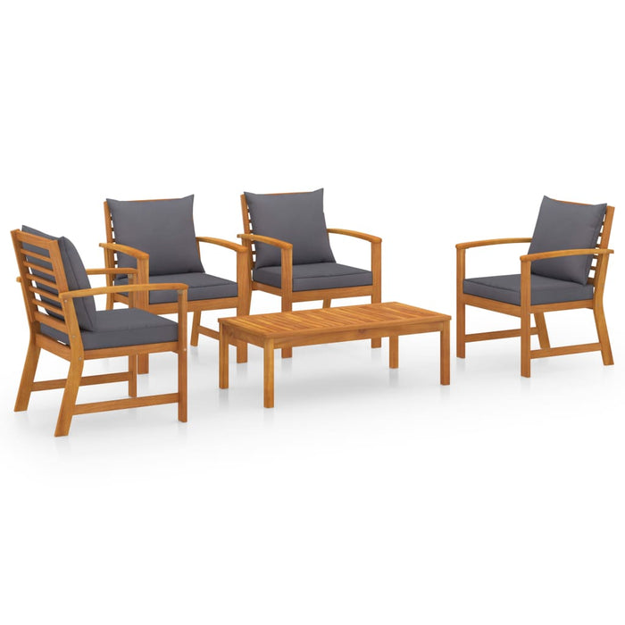 Set mobilier de grădină cu perne, 5 piese, lemn masiv acacia WALTI