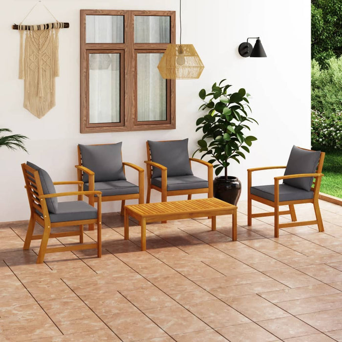Set mobilier de grădină cu perne, 5 piese, lemn masiv acacia WALTI