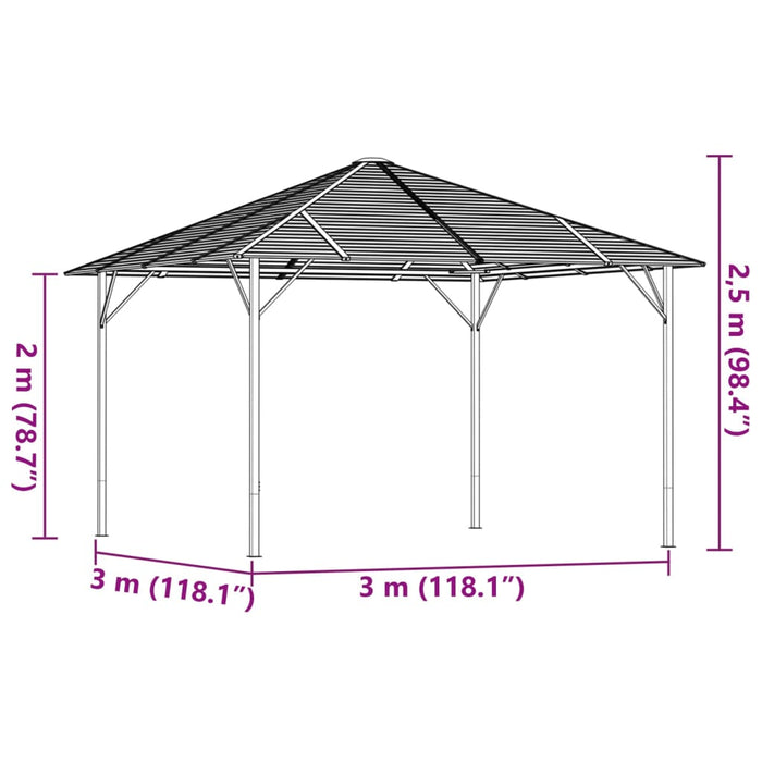 Foișor cu acoperiș, antracit, 3x3 m - WALTI WALTI