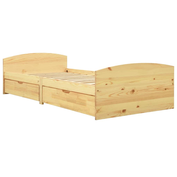 Cadru de pat cu 2 sertare, 90 x 200 cm, lemn masiv de pin - WALTI WALTI