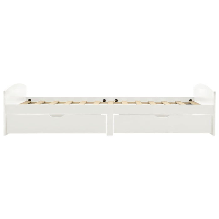 Cadru de pat cu 2 sertare, alb, 90 x 200 cm, lemn masiv de pin - WALTI WALTI
