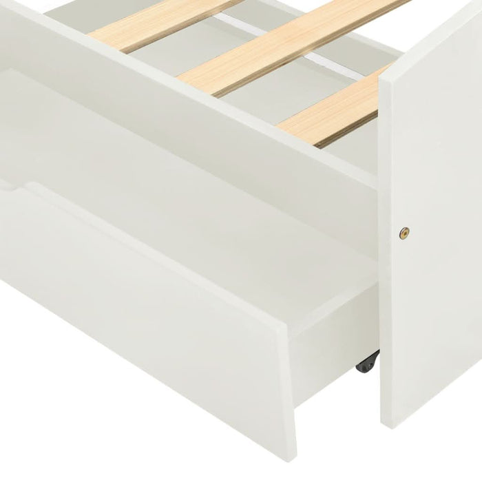 Cadru de pat cu 2 sertare, alb, 90 x 200 cm, lemn masiv de pin - WALTI WALTI