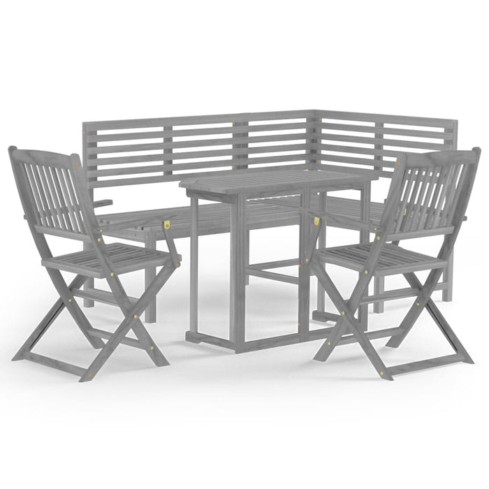 Set mobilier bistro, 4 piese, gri, lemn masiv de acacia WALTI