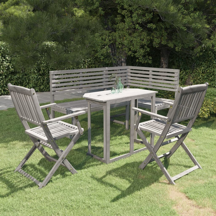 Set mobilier bistro, 4 piese, gri, lemn masiv de acacia WALTI