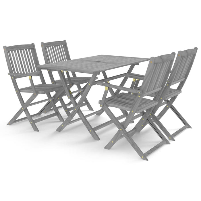 Set mobilier de grădină, 5 piese, gri, lemn masiv de acacia WALTI
