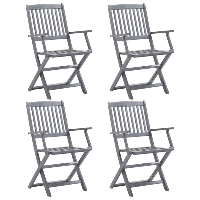 Set mobilier de grădină, 5 piese, gri, lemn masiv de acacia WALTI