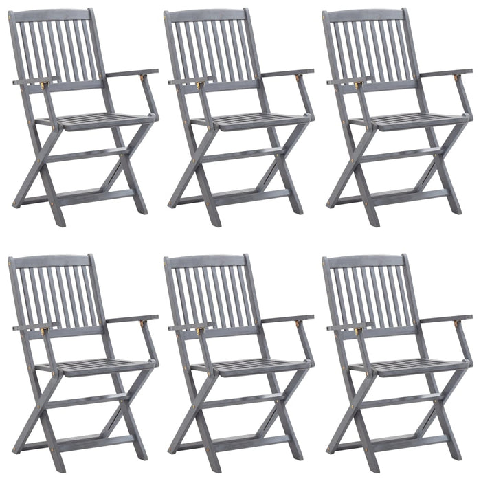 Set mobilier de grădină, 7 piese, gri, lemn masiv de acacia WALTI