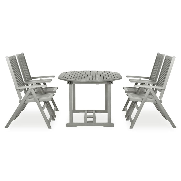 Set mobilier de grădină cu 5 piese (150-200) x 100 cm, lemn masiv de acacia, gri WALTI