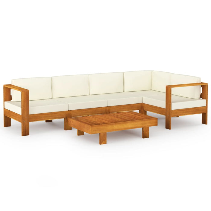 Set fotoliu de grădină cu 6 piese și perne, 100x60 cm, lemn de salcâm WALTI