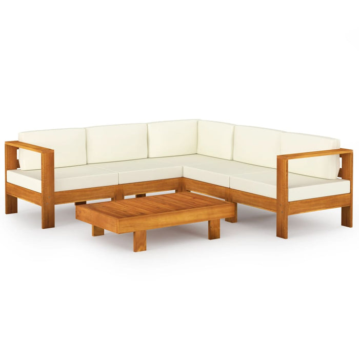 Set fotoliu de grădină cu 6 piese și perne, 100x60 cm, lemn de salcâm WALTI