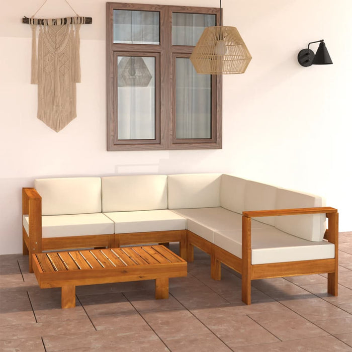 Set fotoliu de grădină cu 6 piese și perne, 100x60 cm, lemn de salcâm WALTI