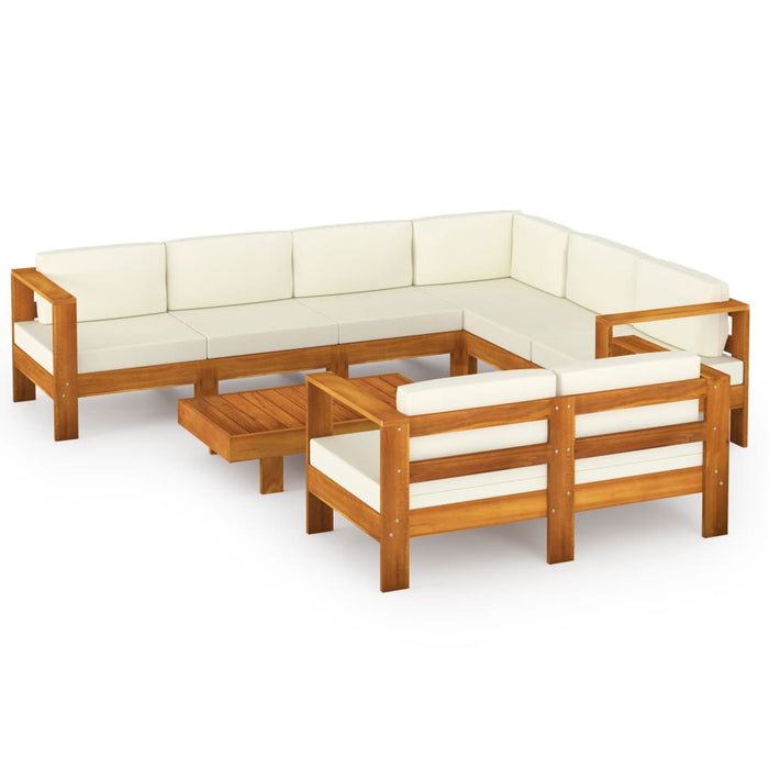 Set fotoliu de grădină cu 8 piese și perne, 100x60 cm, lemn de salcâm WALTI