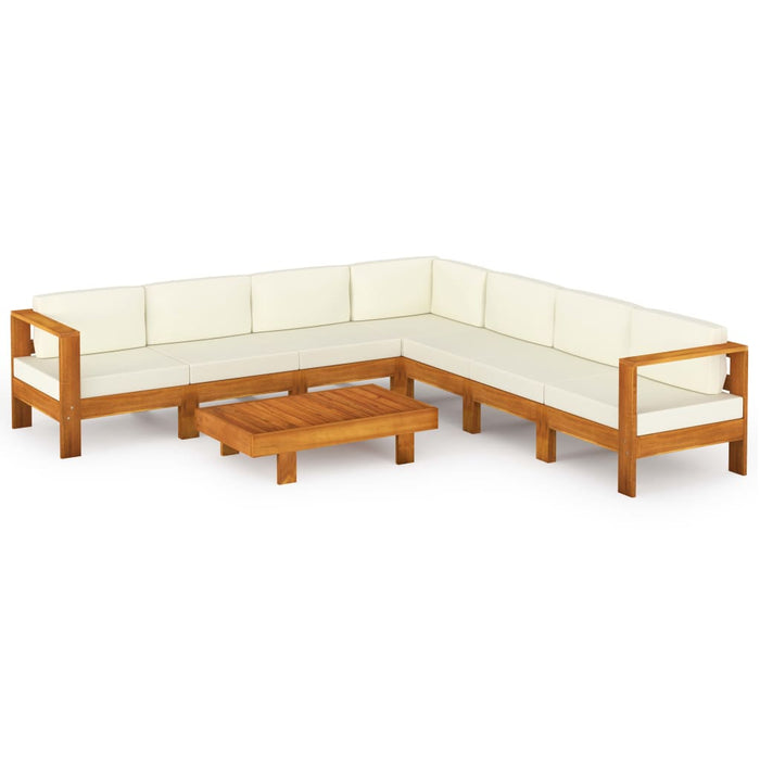 Set fotoliu de grădină cu 8 piese și perne, 100x60 cm, lemn de salcâm - WALTI WALTI