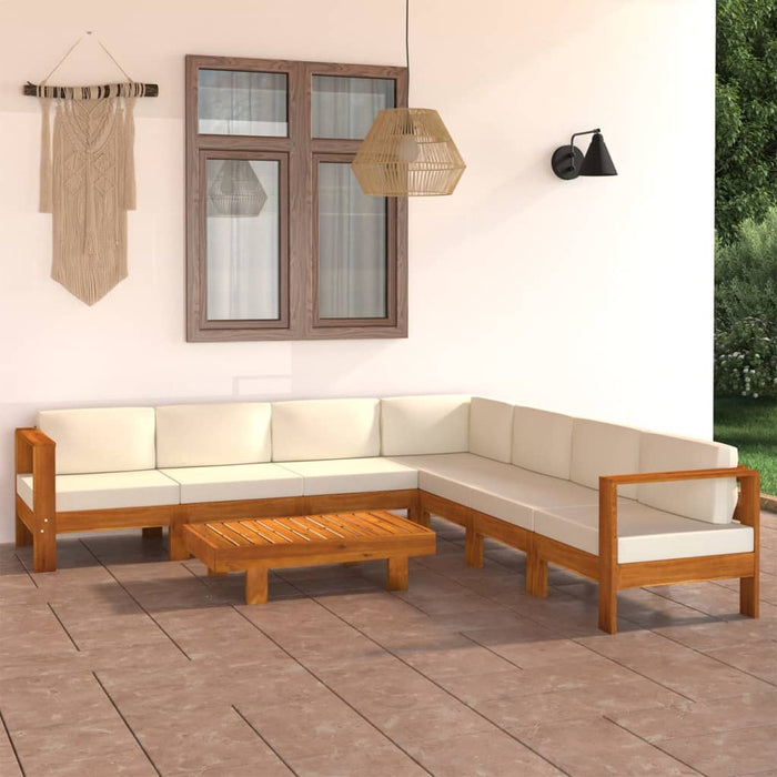 Set fotoliu de grădină cu 8 piese și perne, 100x60 cm, lemn de salcâm - WALTI WALTI
