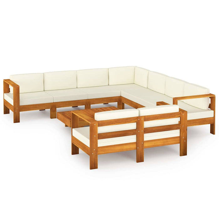 Set fotoliu de grădină cu 9 piese și perne, 100x60 cm, lemn de salcâm WALTI