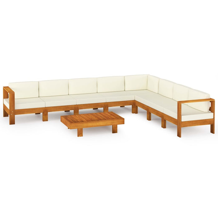 Set fotoliu de grădină cu 9 piese și perne, 100x60 cm, lemn de salcâm - WALTI WALTI