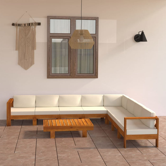 Set fotoliu de grădină cu 9 piese și perne, 100x60 cm, lemn de salcâm - WALTI WALTI